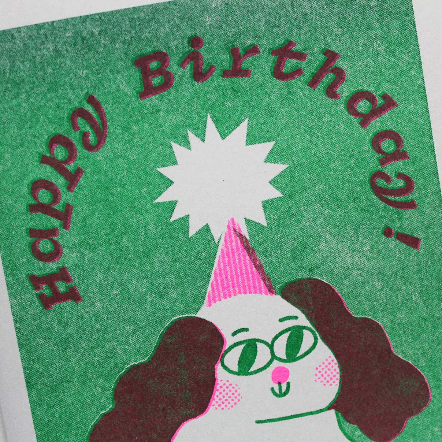 Birthday Dog Riso Print Greetings Card