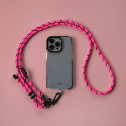 Crossbody Lanyard Phone Strap in Pink & Black