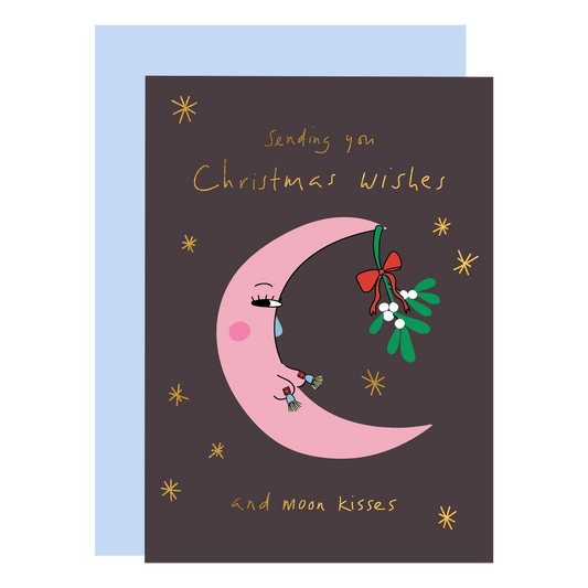 Christmas Wishes and Moon Kisses Christmas Card