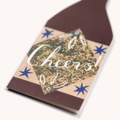 Cheers! Bottle Shaped Greetings Card
