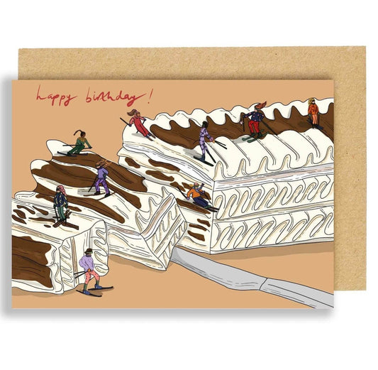 Skiing in Viennetta Birthday Card