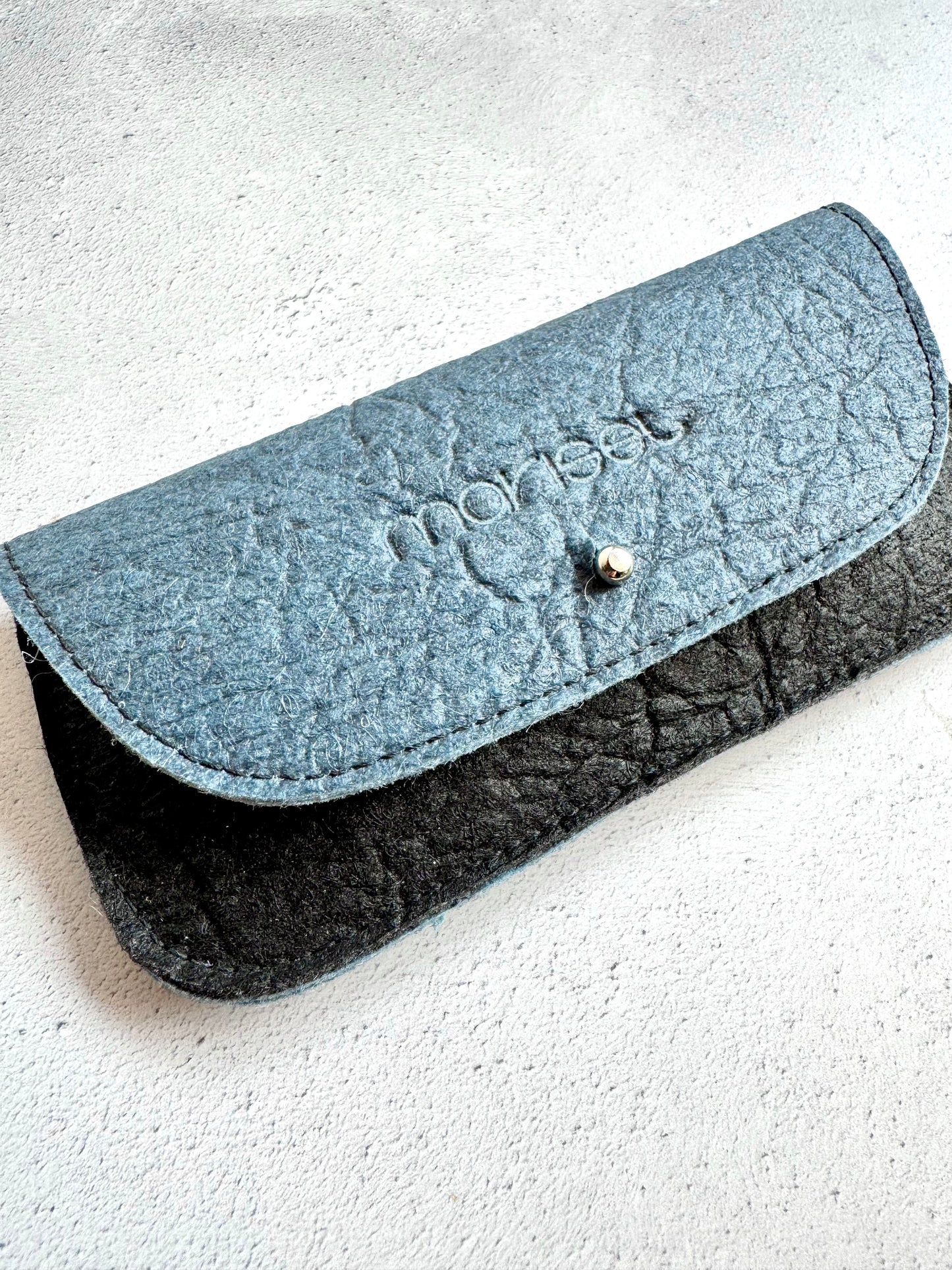 Piñatex Vegan Leather Eyewear Case in Black with Blue Flap