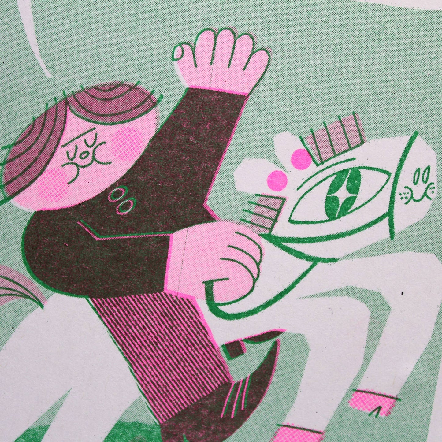 Horsey Riso Print Birthday Card