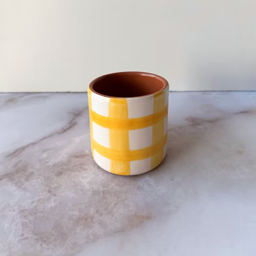 Yellow Grid Coffee Shot