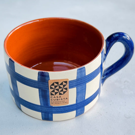 Blue Grid Flat Mug