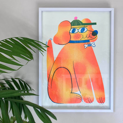 Orange Doggo A3 Risograph Art Print