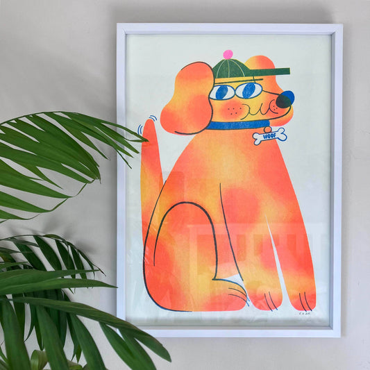 Orange Doggo A3 Risograph Art Print