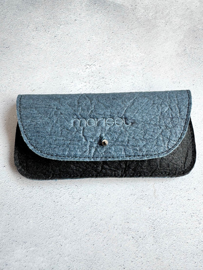 Piñatex Vegan Leather Eyewear Case in Black with Blue Flap