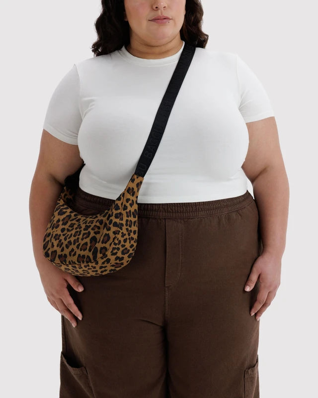 Baggu Small Nylon Crescent Bag in Leopard