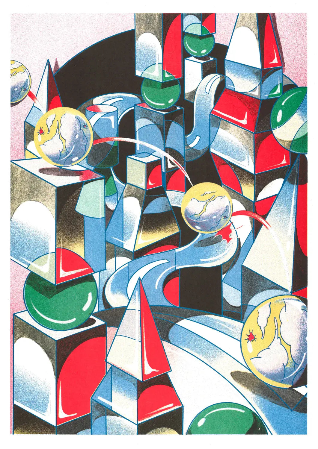 Cubism Town Night A3 Print by Beya Panicha