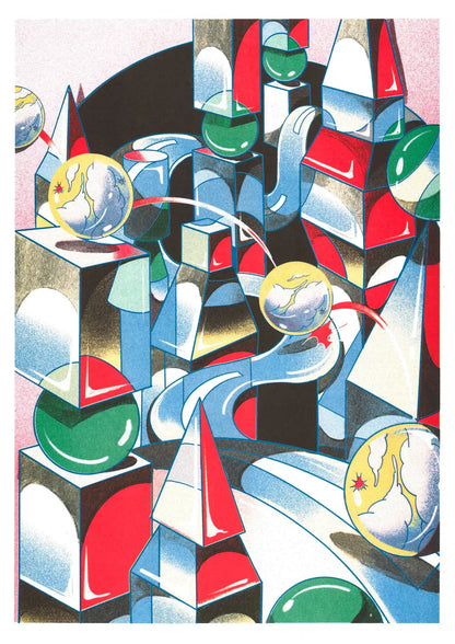 Cubism Town Night A3 Print by Beya Panicha