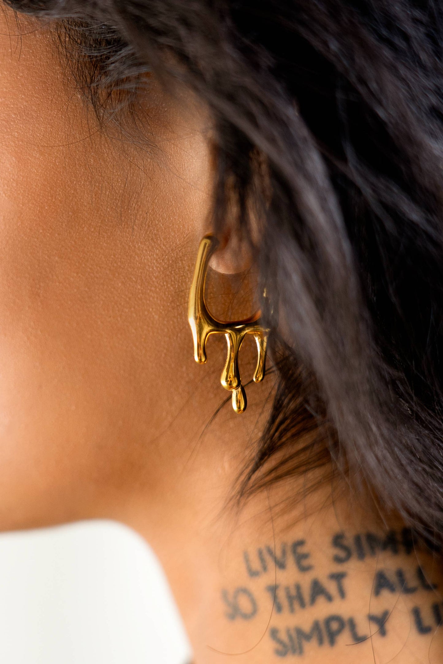 Drip Drop Hoops in Gold