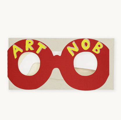 Red 'Art Nob' Glasses Greetings Card