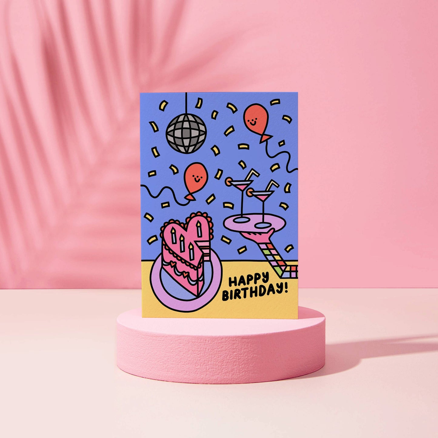 Happy Birthday Disco Cake Greetings Card