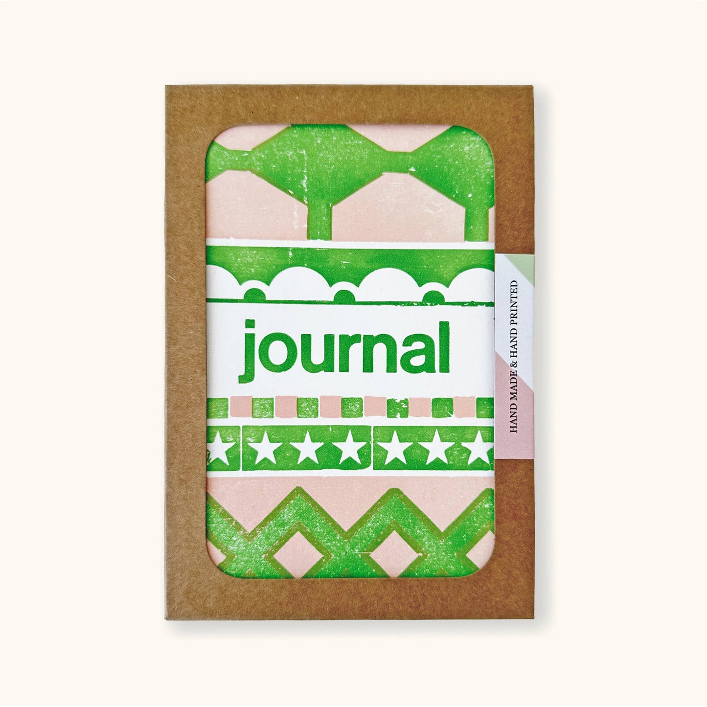 Letterpress Journal in Carnival Green & Pink
