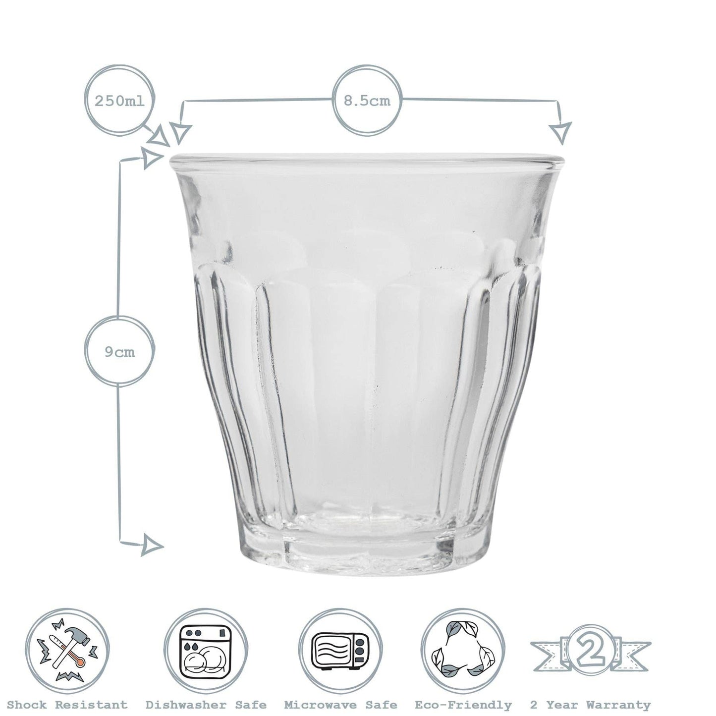 Picardie Glass Tumbler Grey