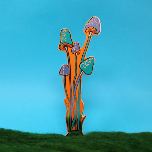 Mushroom Leather Bookmark in Orange