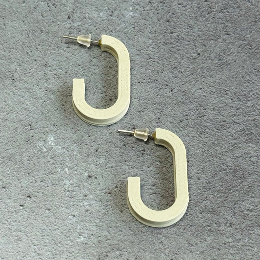 3D Printed Mini Oval Hoop Earrings in Cream