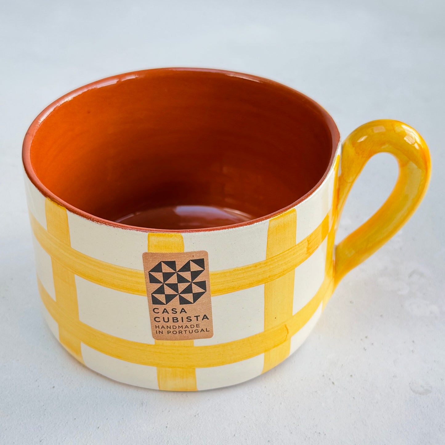 Yellow Grid Flat Mug