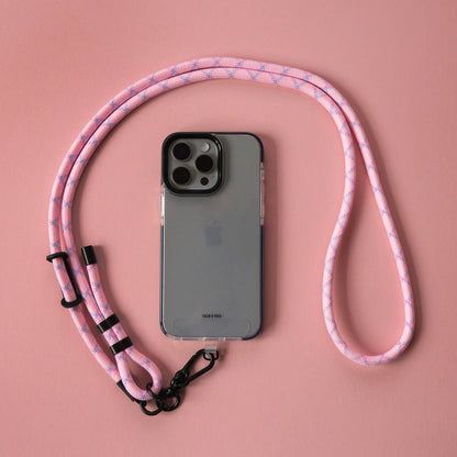 Crossbody Lanyard Phone Strap in Baby Pink & Blue