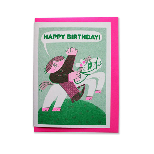 Horsey Riso Print Birthday Card
