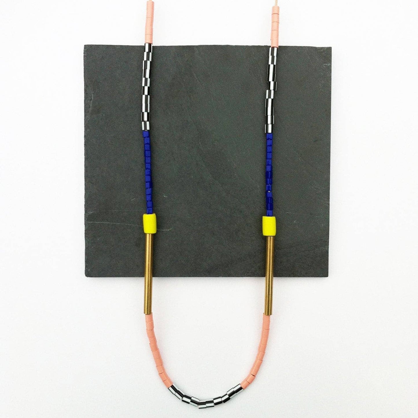 Colour Block Necklace in Yellow & Salmon