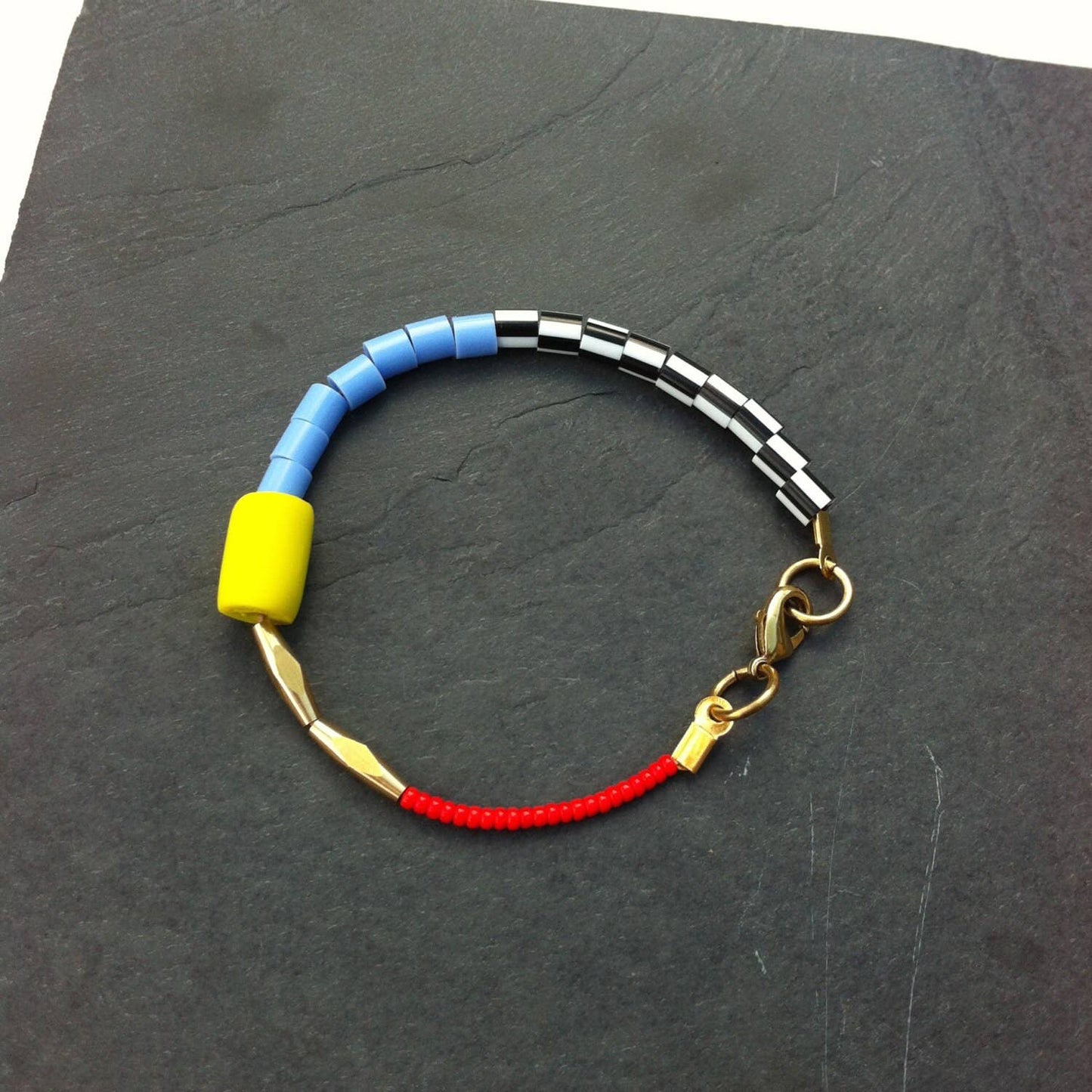 Dot Dash Bracelet in Yellow, Red & Pale Blue