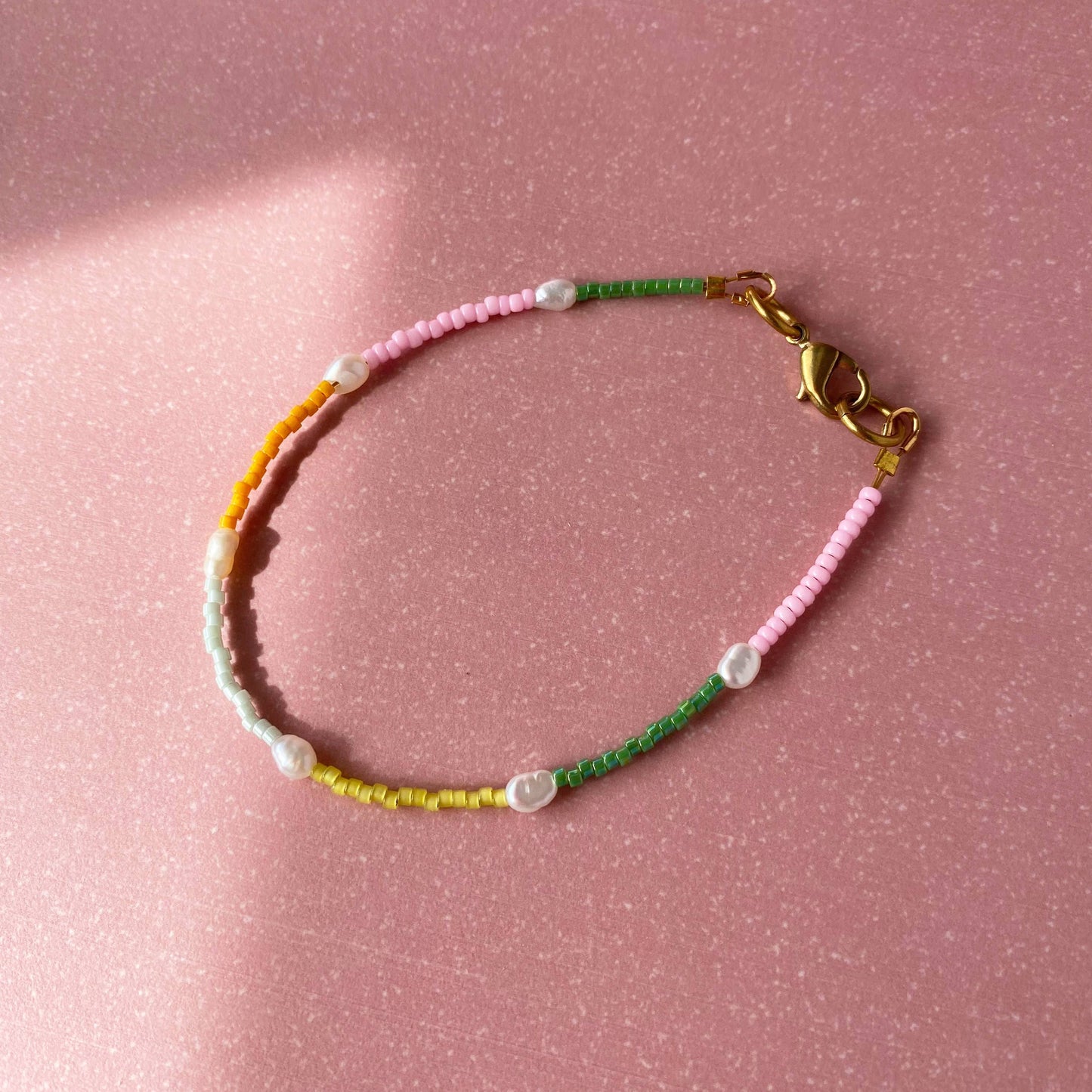 Node Bracelet in Mustard & Pink