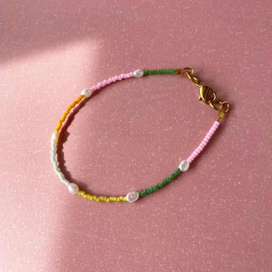 Node Bracelet in Mustard & Pink