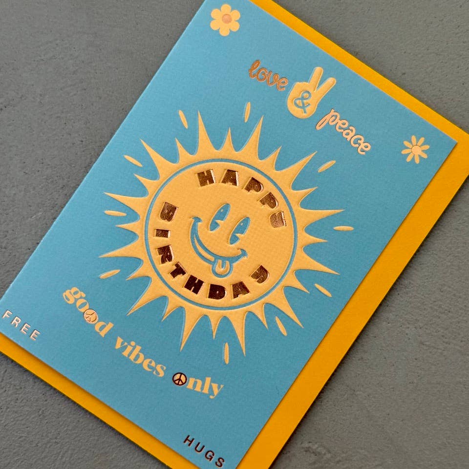 90s Rave Sun Birthday Card
