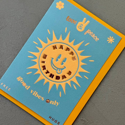 90s Rave Sun Birthday Card
