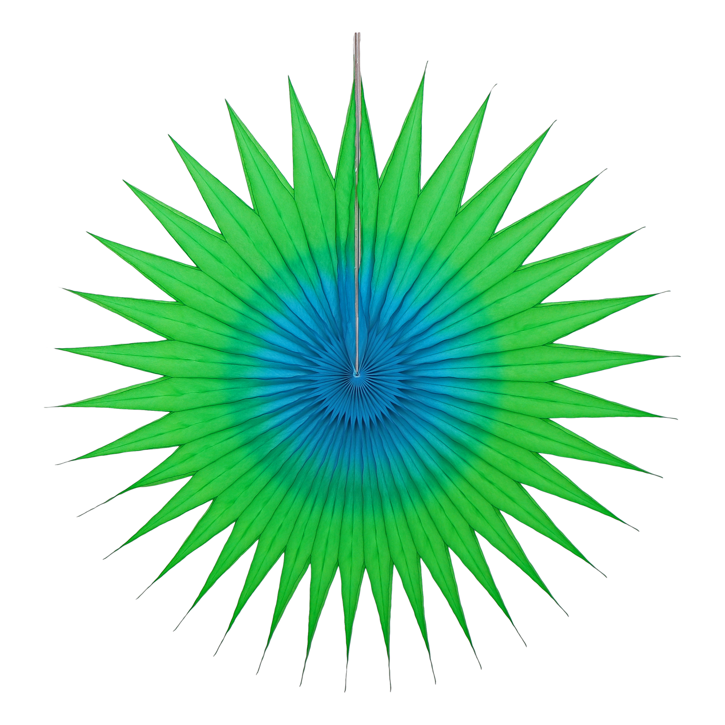 Two-Tone Paper Fan in Grass & Azure