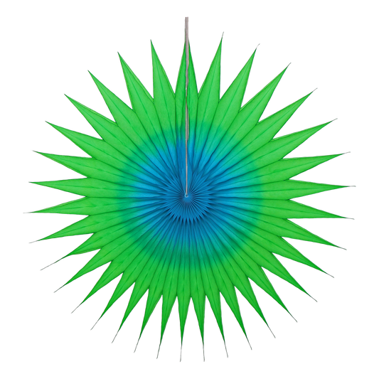 Two-Tone Paper Fan in Grass & Azure