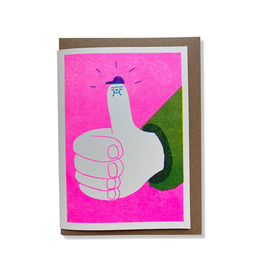 Thumbs Up Riso Print Greetings Card