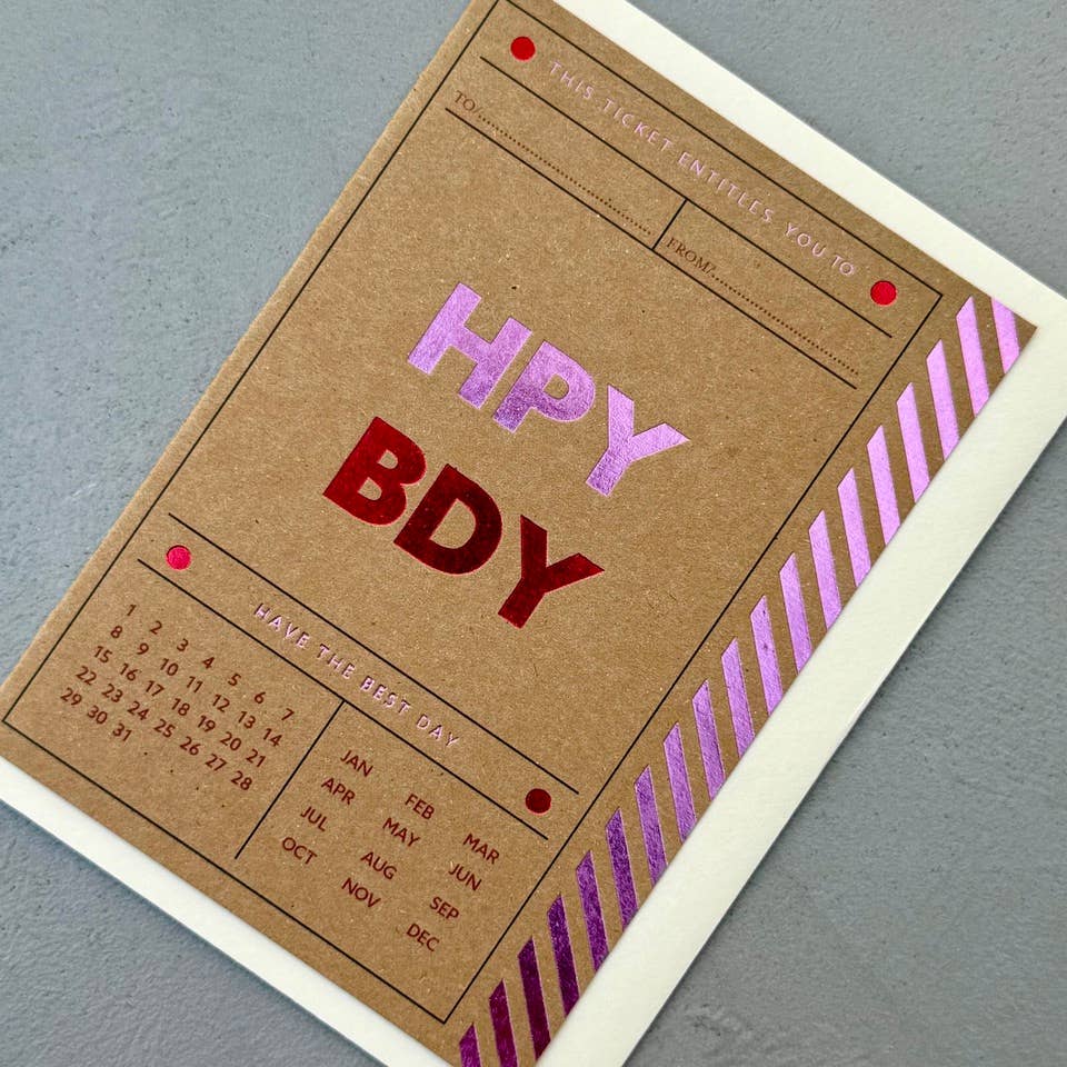 Birthday Ticket Foiled Greetings Card