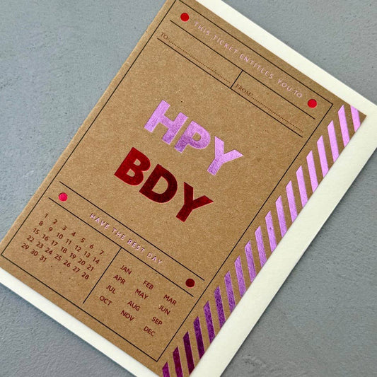 Birthday Ticket Foiled Greetings Card