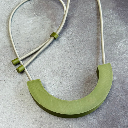 3D Printed Curve Necklace in Khaki