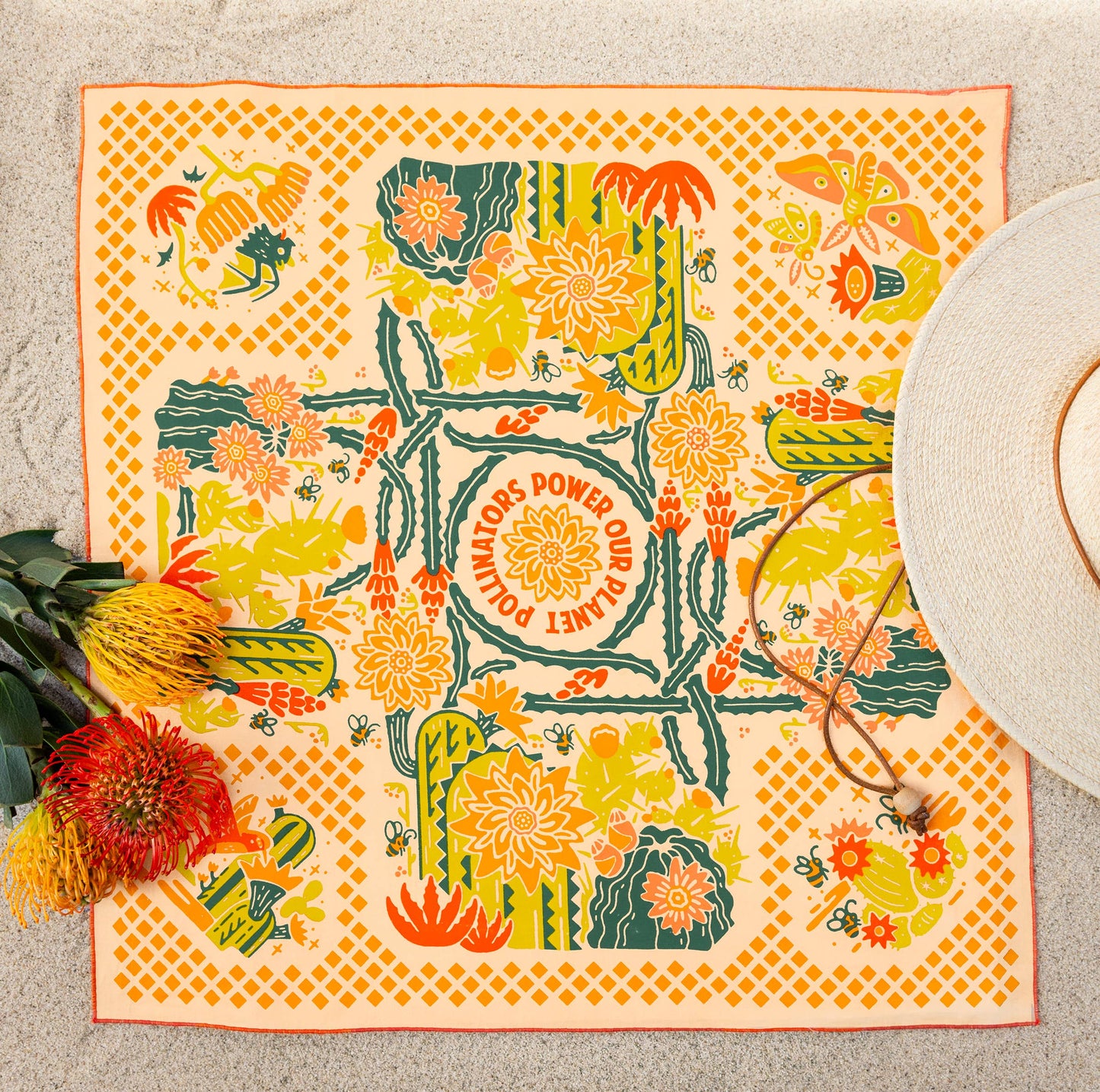 Prickly Pollinators Organic Cotton Bandana