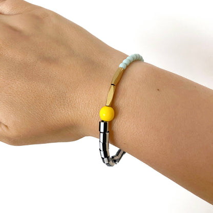 Hexagon Bracelet in Mint Green & Yellow