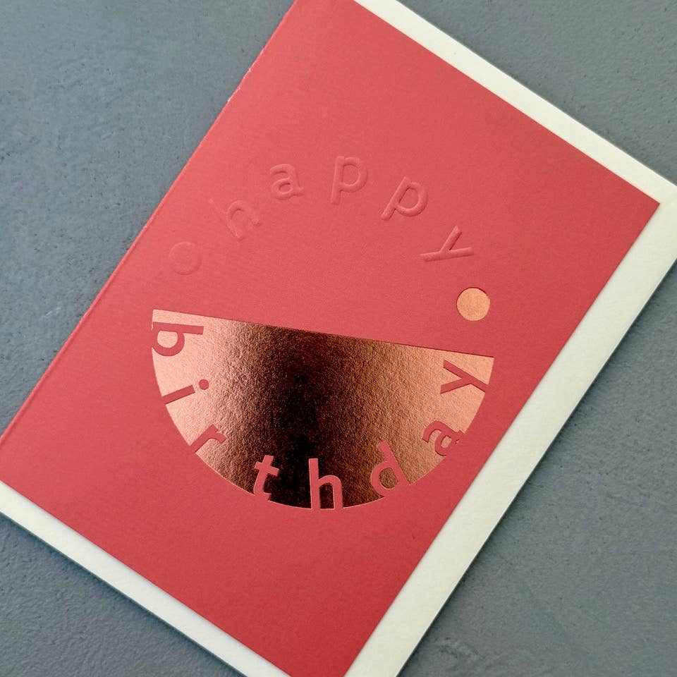 Embossed Moon Happy Birthday Card