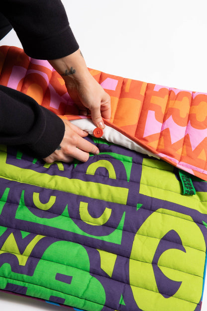 Quilted Cushion in Chameleon Jungle