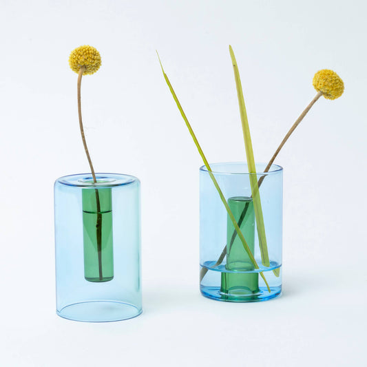 Duo Tone Small Reversible Vase in Sky & Fern