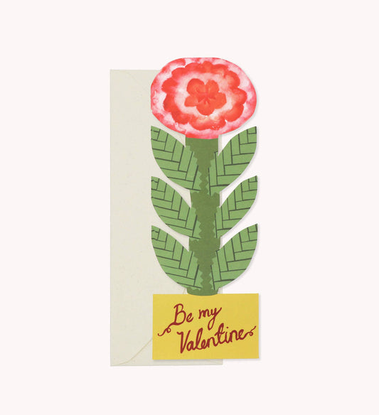 'Be My Valentine' Tall Flower Card