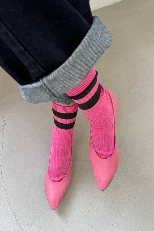 Her Socks Varsity in Pink & Green