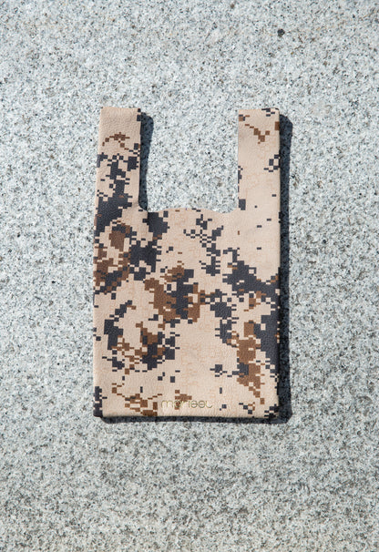 Mini Grocer Bag in Neutral Digital Camo Leather