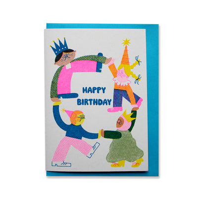 Birthday Dance Riso Print Greetings Card 