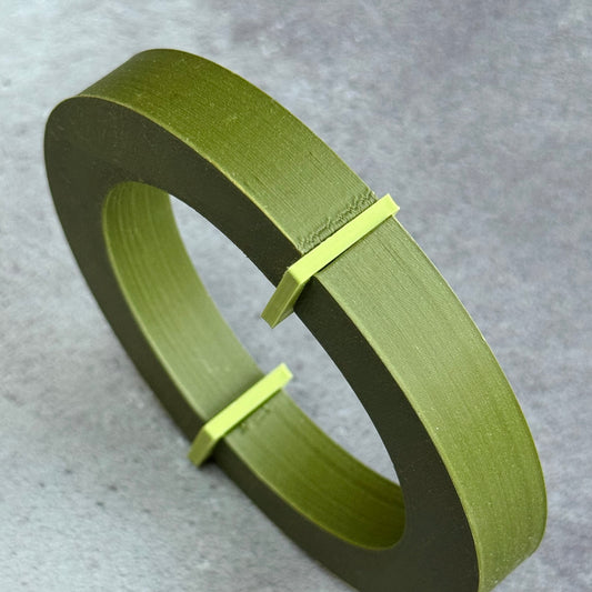 3D Printed Curve Bangle in Khaki & Matcha Green