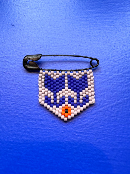 Double Folk Flower Woven Bead Pin Brooch
