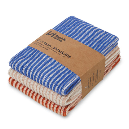Reusable Cotton Knit Ribbed Dishcloths Pack of 3