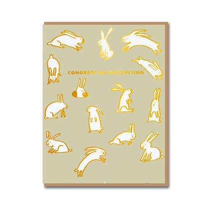 Rabbits Multiplying New Baby Card